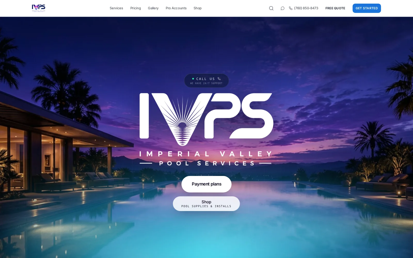 Imperial Valley Pool Services public website home page